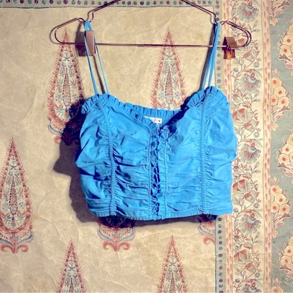 Zara Blue Ruffle Crop top - Picture 6 of 10